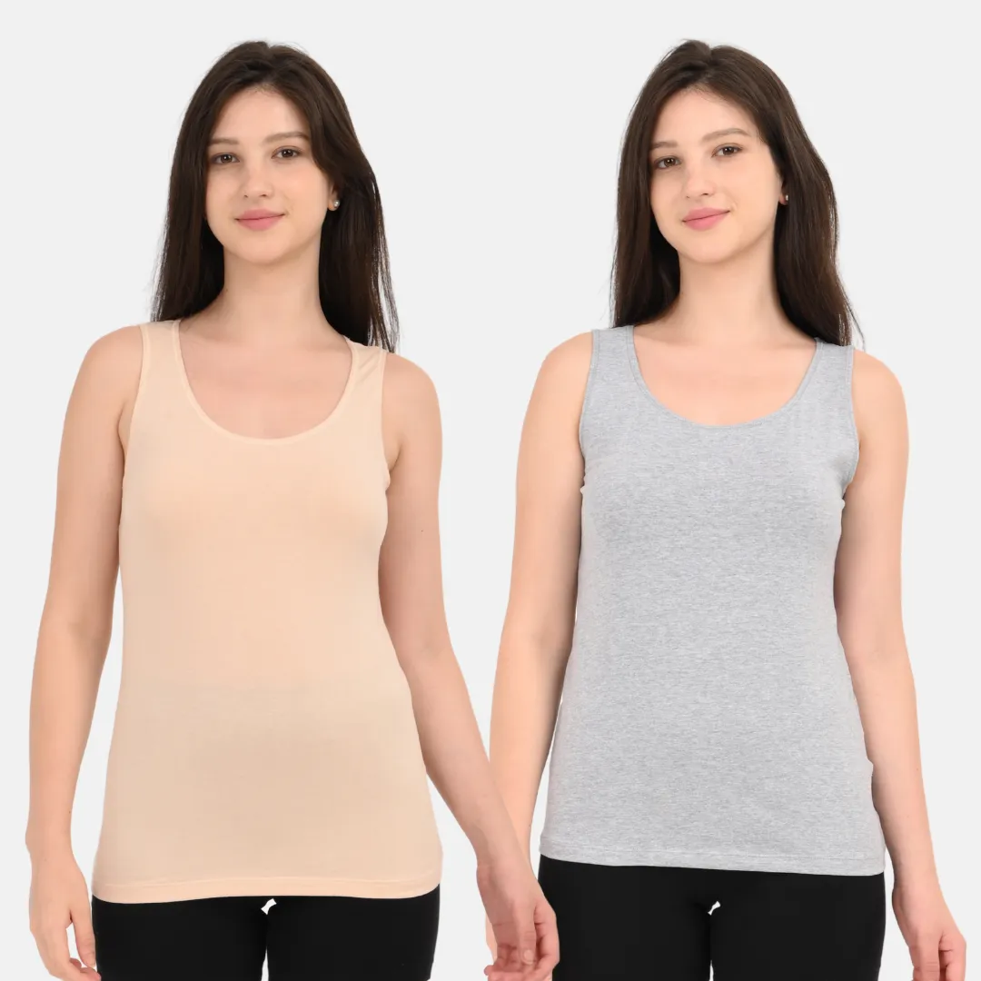 Inner Tank Top | Wide Fabric Shoulder | Round Neckline | Offers Full Coverage | Pack Of 2 - Image 12