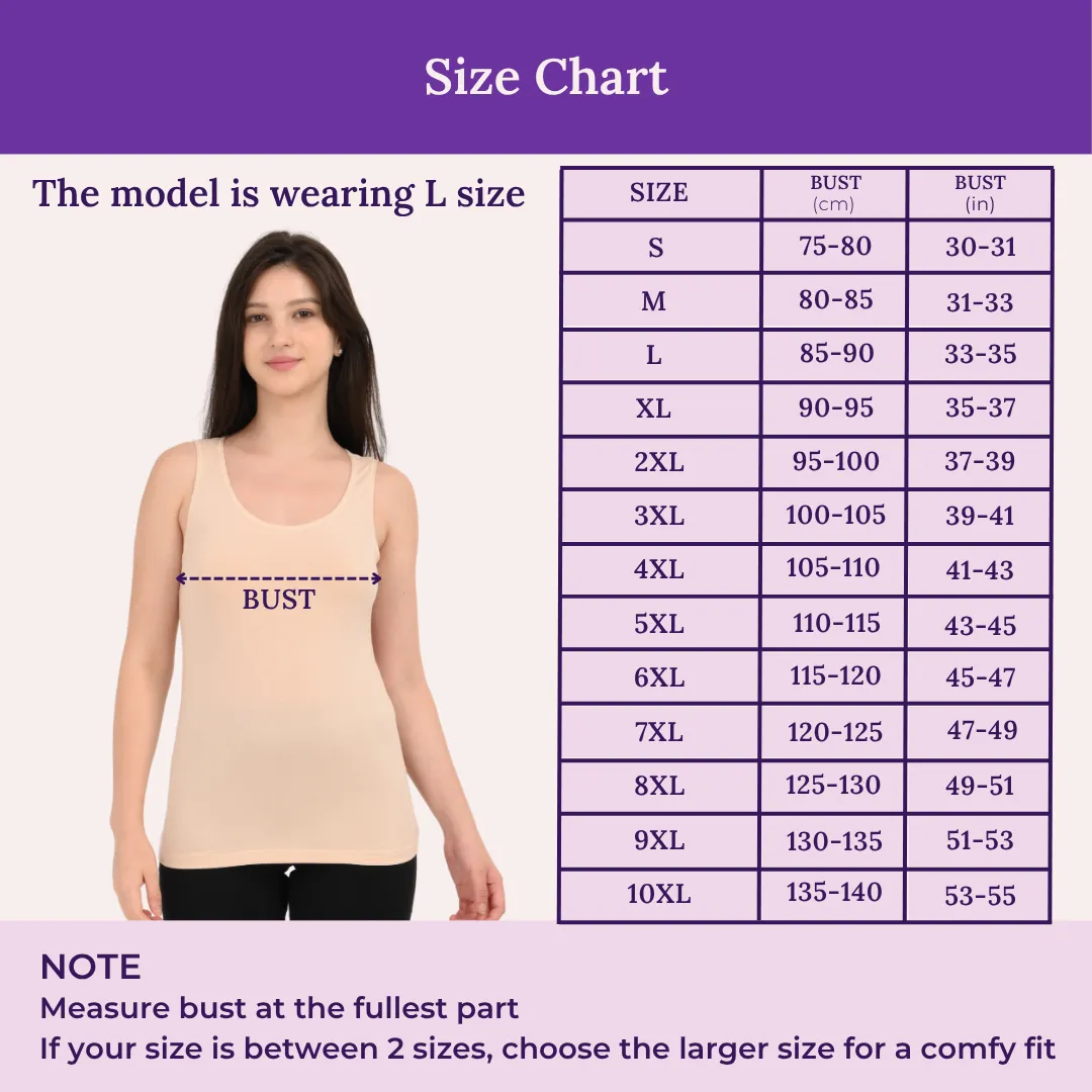 Inner Tank Top | Wide Fabric Shoulder | Round Neckline | Offers Full Coverage | Pack Of 2 - Image 3