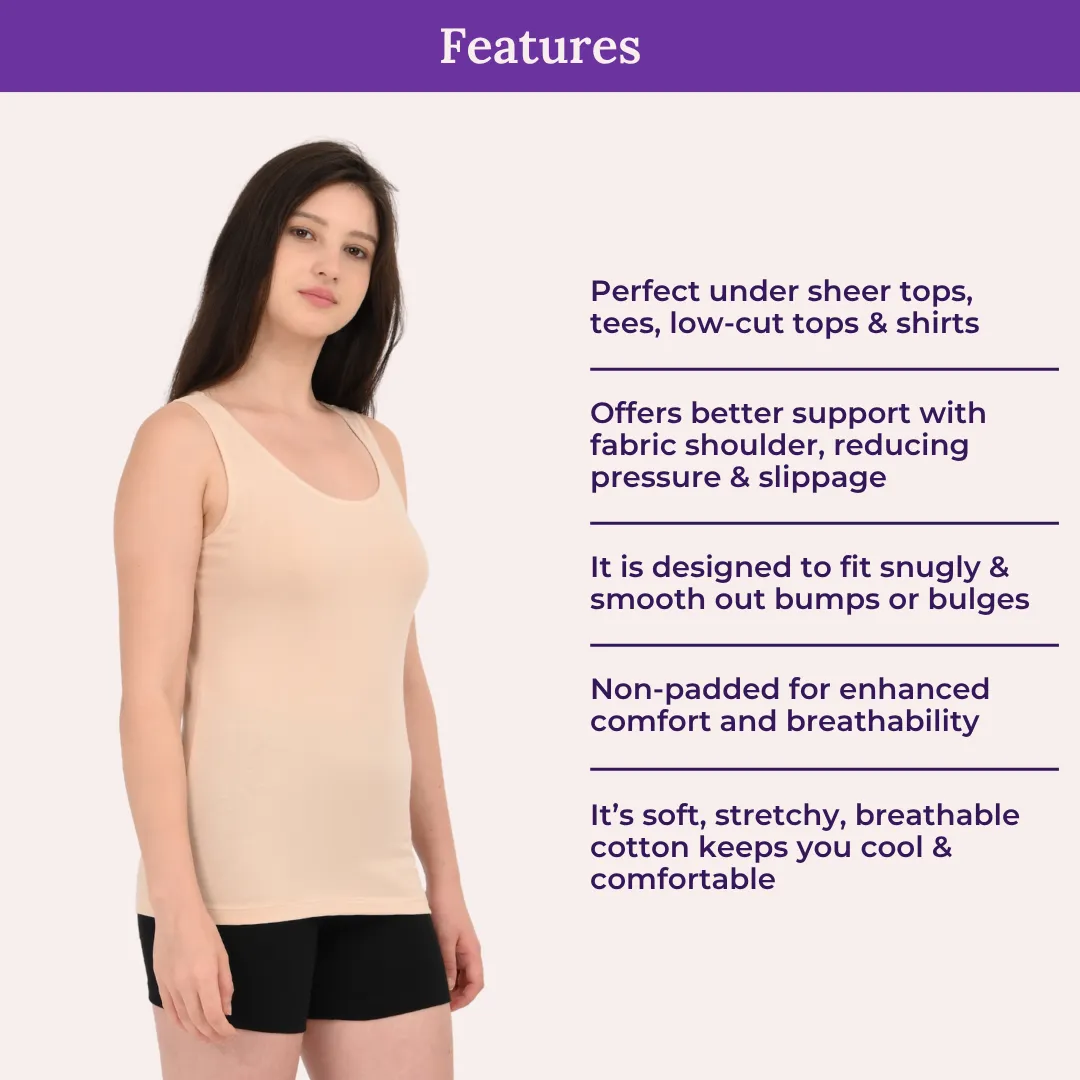 Inner Tank Top | Wide Fabric Shoulder | Round Neckline | Offers Full Coverage | Pack Of 2 - Image 4