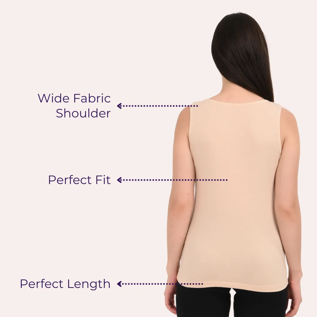 Inner Tank Top | Wide Fabric Shoulder | Round Neckline | Offers Full Coverage | Pack Of 2 - Image 6