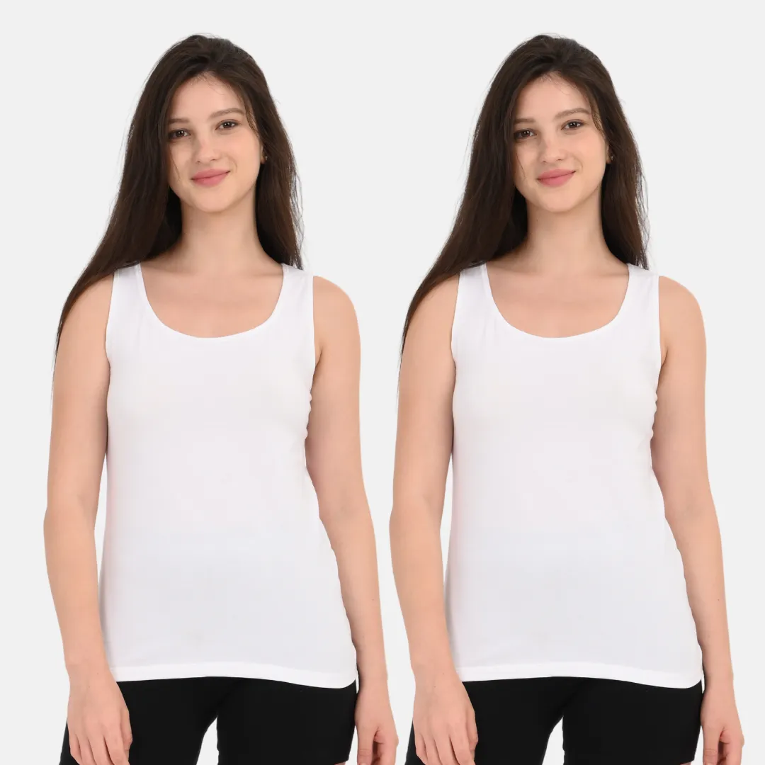 Inner Tank Top | Wide Fabric Shoulder | Round Neckline | Offers Full Coverage | Pack Of 2 - Image 7