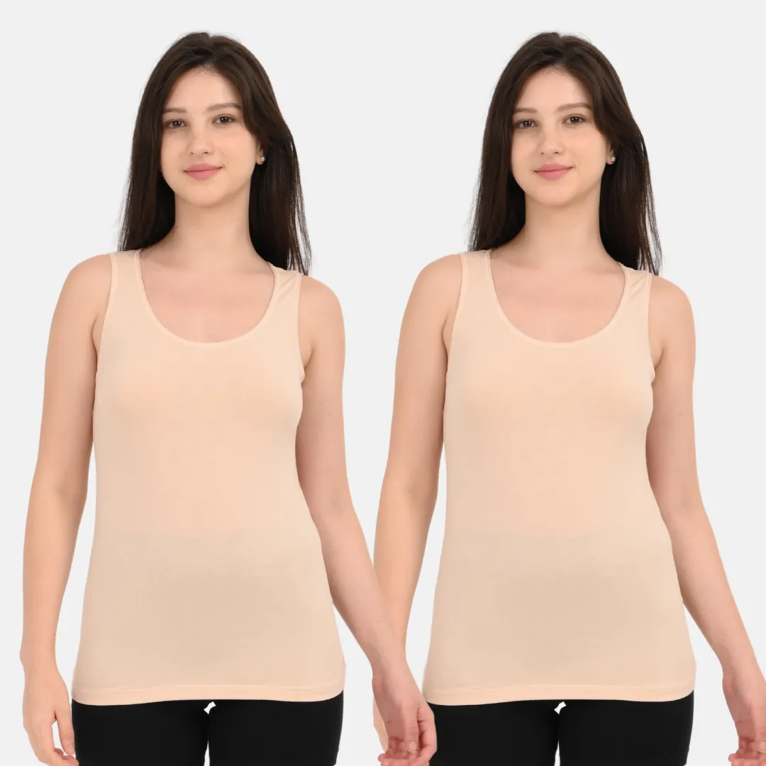 Inner Tank Top | Wide Fabric Shoulder | Round Neckline | Offers Full Coverage | Pack Of 2 - Image 9