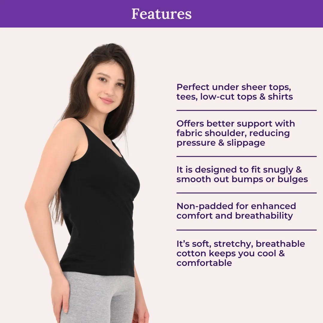 Inner Tank Top | Wide Fabric Shoulder | Round Neckline | Offers Full Coverage | Pack Of 3 - Image 4