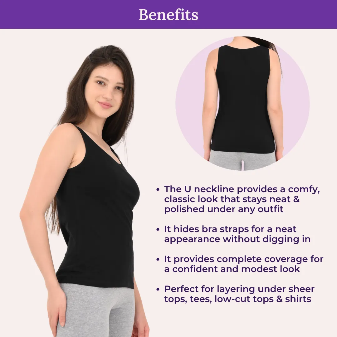 Inner Tank Top | Wide Fabric Shoulder | Round Neckline | Offers Full Coverage | Pack Of 3 - Image 5