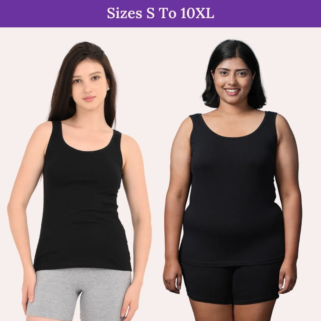 Inner Tank Top | Wide Fabric Shoulder | Round Neckline | Offers Full Coverage | Pack Of 3 - Image 7