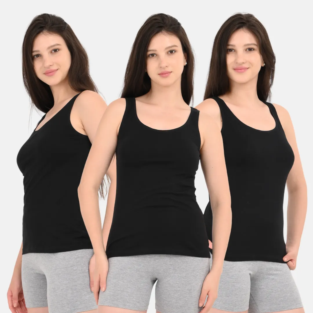 Inner Tank Top | Wide Fabric Shoulder | Round Neckline | Offers Full Coverage | Pack Of 3 - Image 8