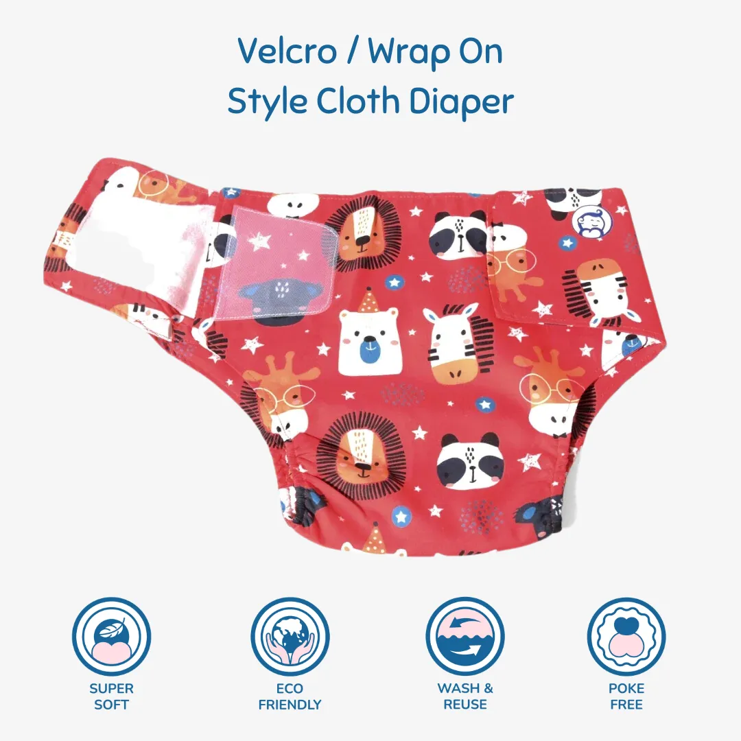 Cloth Diaper | Jungle Jumble | Velcro Closure | Wrap On Style | With 2 Diaper Pads Free - Image 3