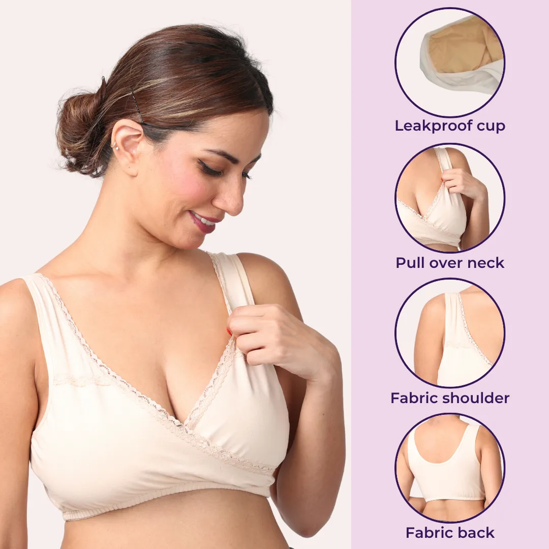Leakproof Nursing Bra | Baby-Safe Design | Pull-Over Neckline | Non Padded & Non Wired | Ideal For Nights & Lounging - Image 2