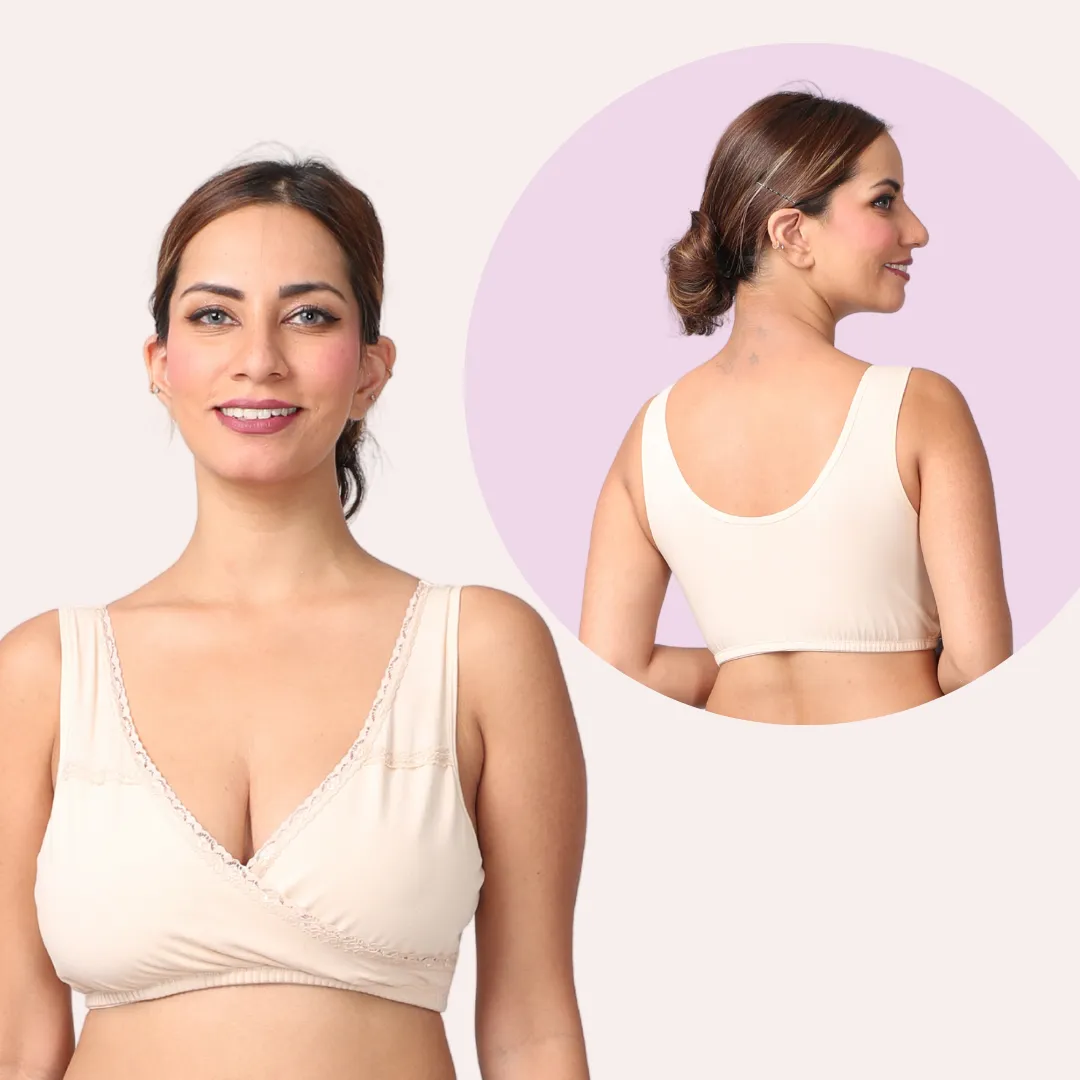 Leakproof Nursing Bra | Baby-Safe Design | Pull-Over Neckline | Non Padded & Non Wired | Ideal For Nights & Lounging - Image 4