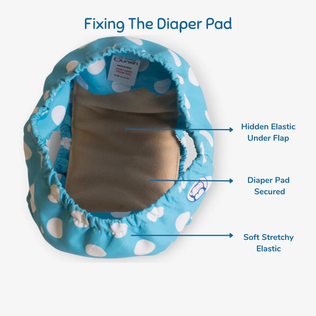 Fabric Diaper | Polka Love | Elastic Waist | Pull Up/Underwear Style | With 2 Diaper Pads Free - Image 4