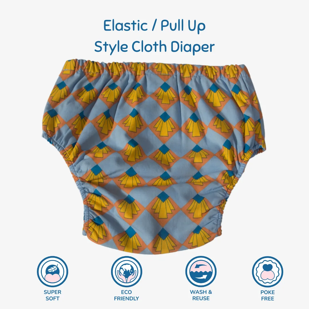 Fabric Diaper | Shell Blitz | Elastic Waist | Pull Up/Underwear Style | With 2 Diaper Pads Free - Image 3