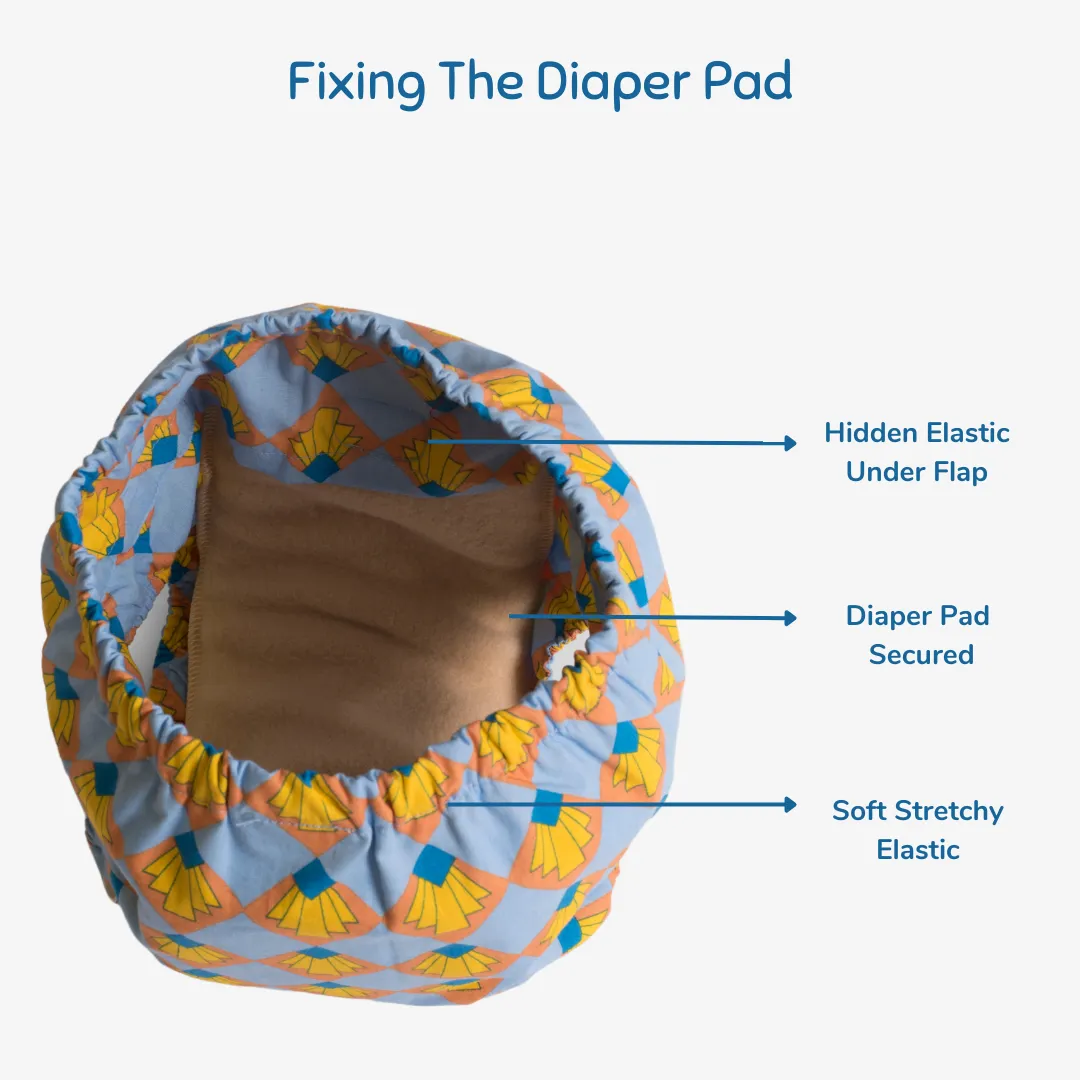 Fabric Diaper | Shell Blitz | Elastic Waist | Pull Up/Underwear Style | With 2 Diaper Pads Free - Image 4