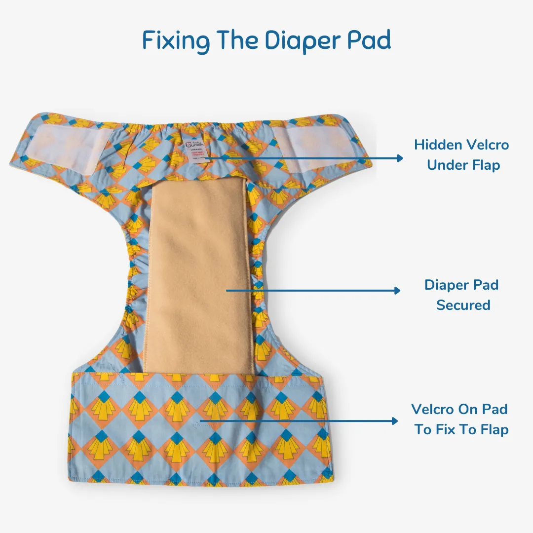 Cloth Diaper | Shell Blitz | Velcro Closure | Wrap On Style | With 2 Diaper Pads Free - Image 4