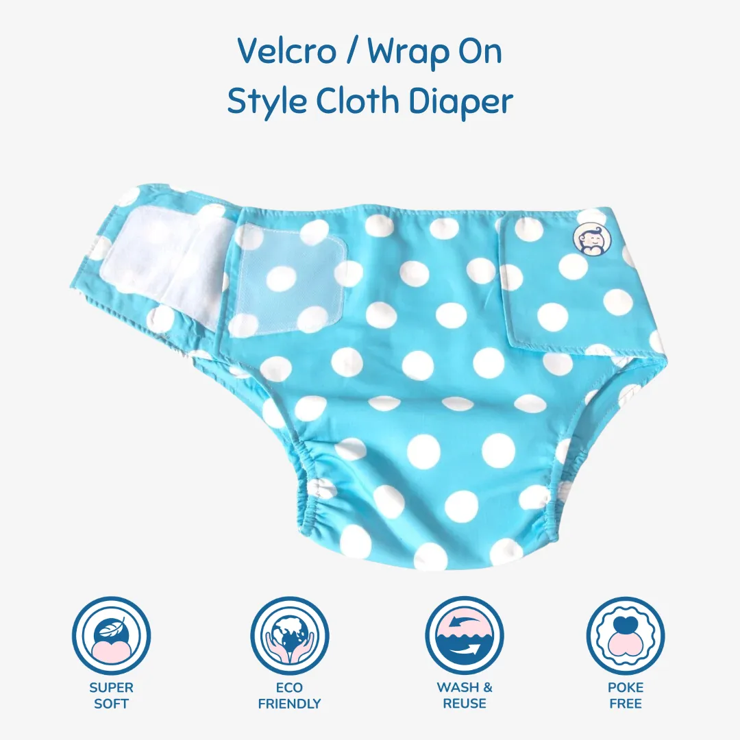 Cloth Diaper | Polka Love | Velcro Closure | Wrap On Style | With 2 Diaper Pads Free - Image 3