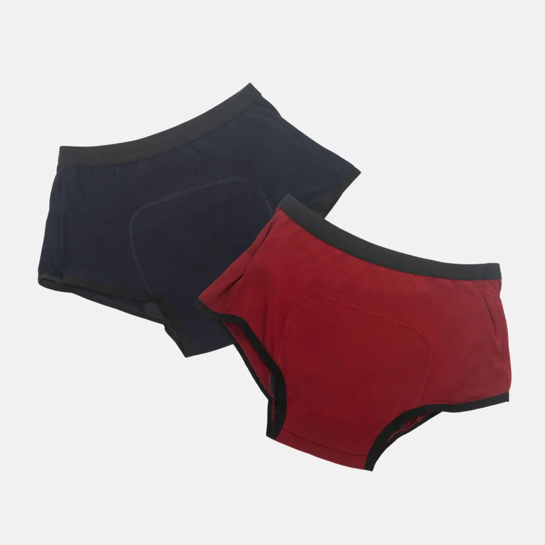 Teen Modal Period Panties | Boxer Fit For Heavy Flow | Prevents Front, Back & Inner Thigh Stains | 2 Pack - Image 14