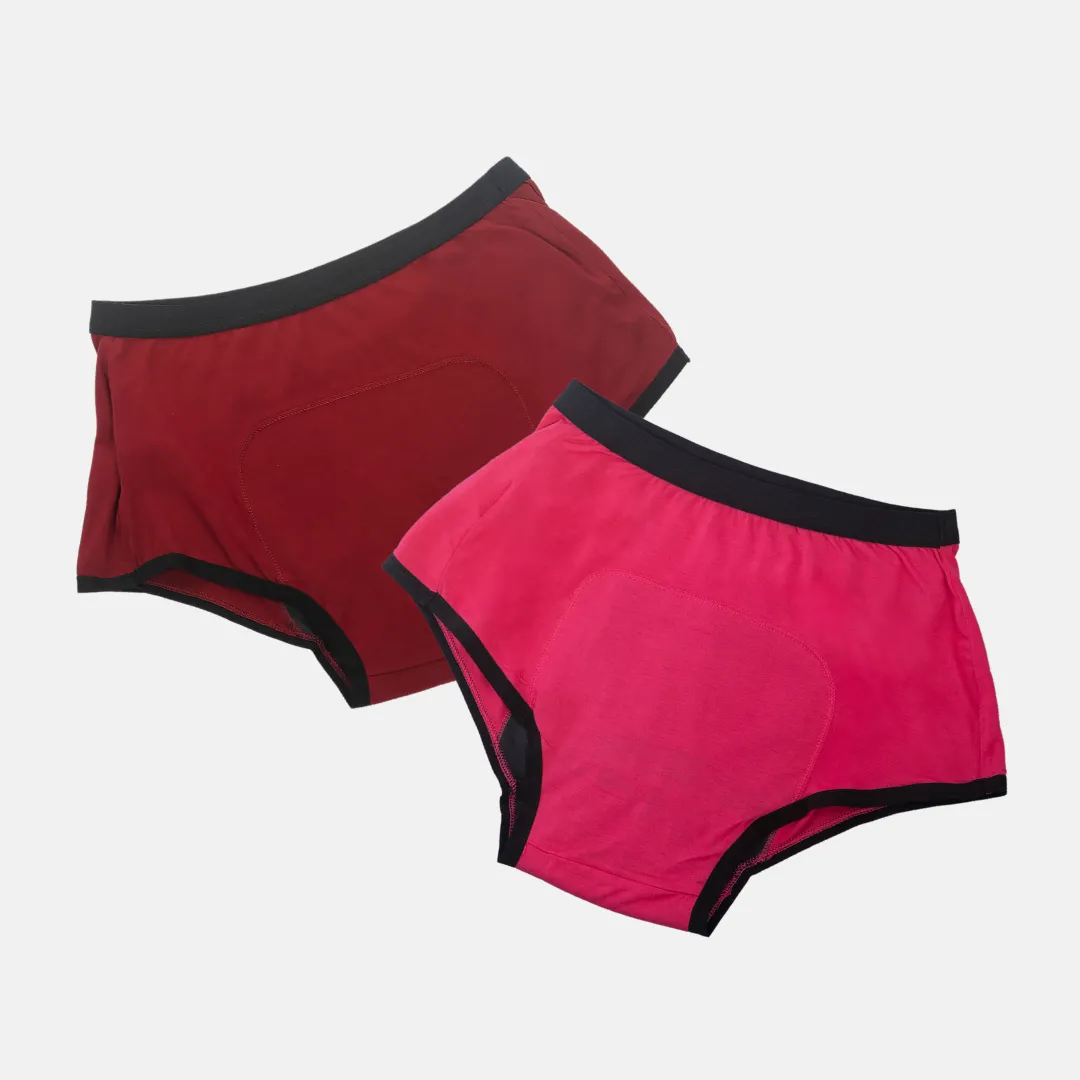 Teen Modal Period Panties | Boxer Fit For Heavy Flow | Prevents Front, Back & Inner Thigh Stains | 2 Pack - Image 16