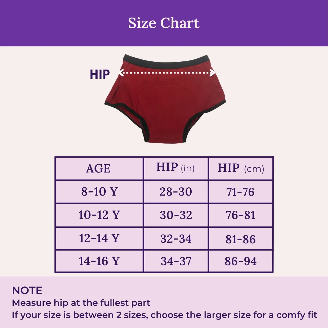 Teen Modal Period Panties | Boxer Fit For Heavy Flow | Prevents Front, Back & Inner Thigh Stains | 2 Pack - Image 3