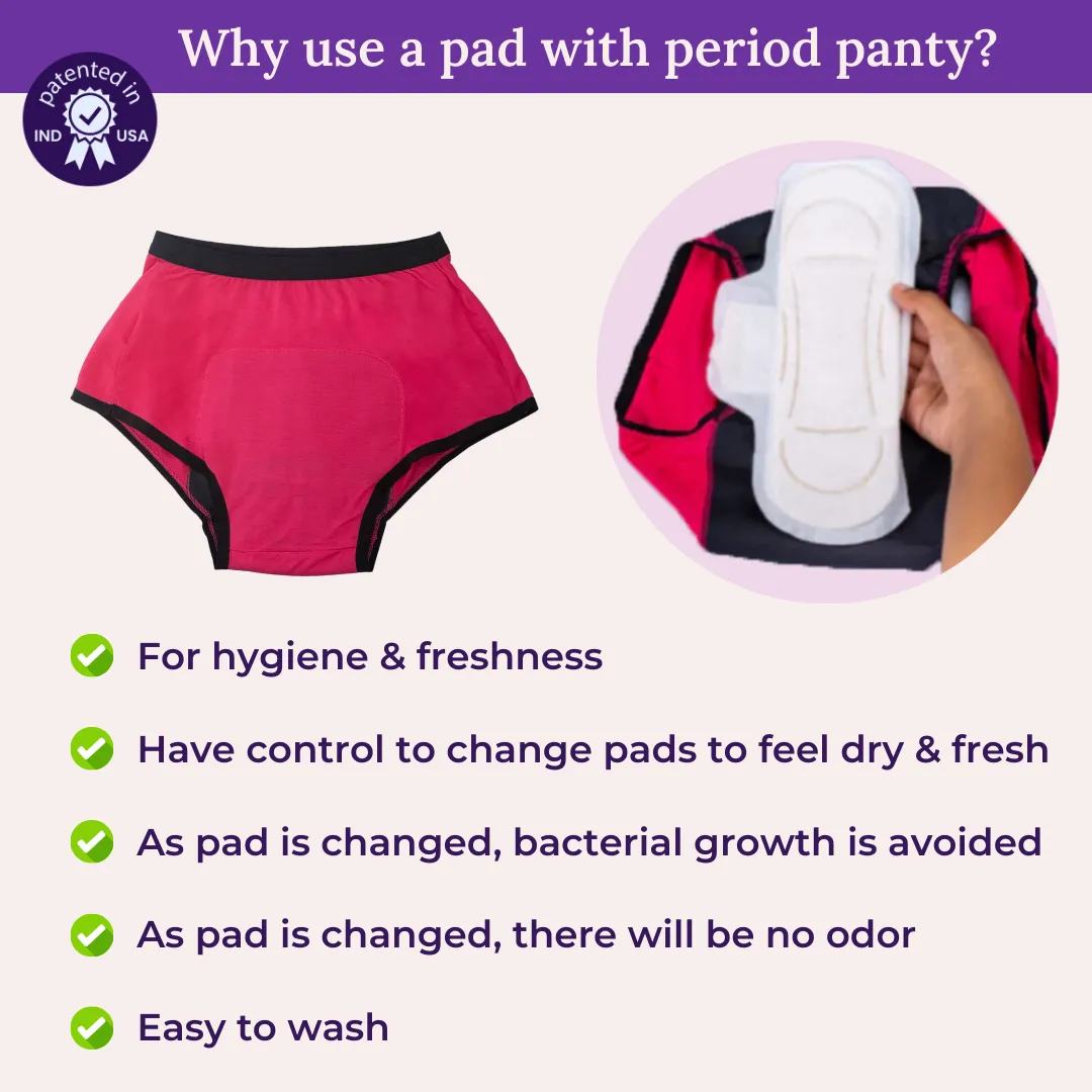 Teen Modal Period Panties | Boxer Fit For Heavy Flow | Prevents Front, Back & Inner Thigh Stains | 2 Pack - Image 8
