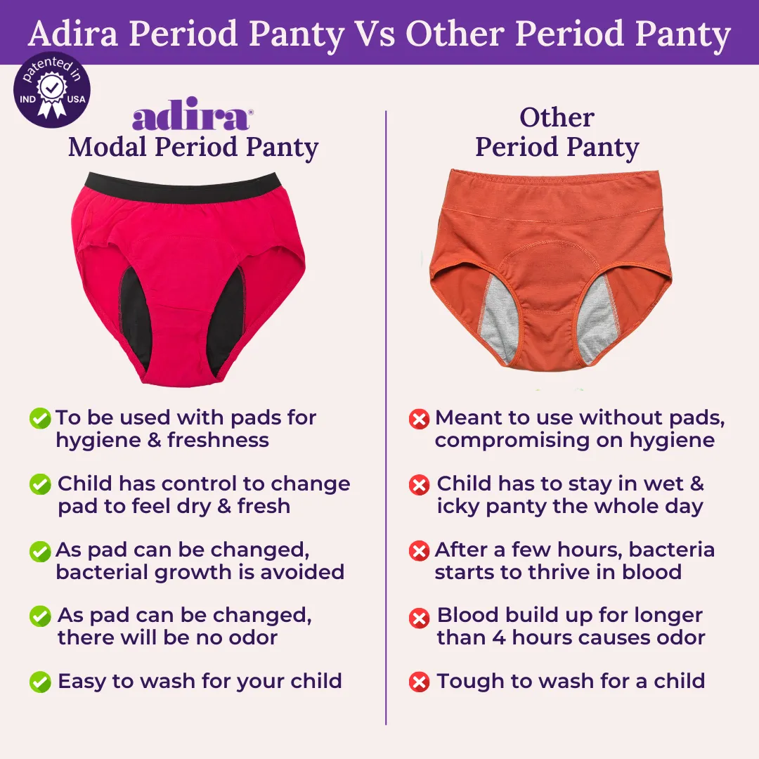 Teen Modal  Period Panties | Hipster Fit | Prevents Front & Back Stains | 2 Pack - Image 6