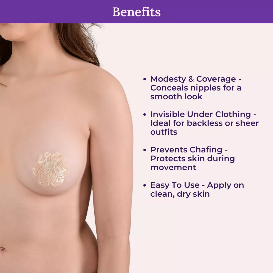 Nipple Pasties For Women | Breathable | Secure Hold | Full Nipple Coverage | Sweat & Waterproof | Pack Of 5 Pairs - Image 3