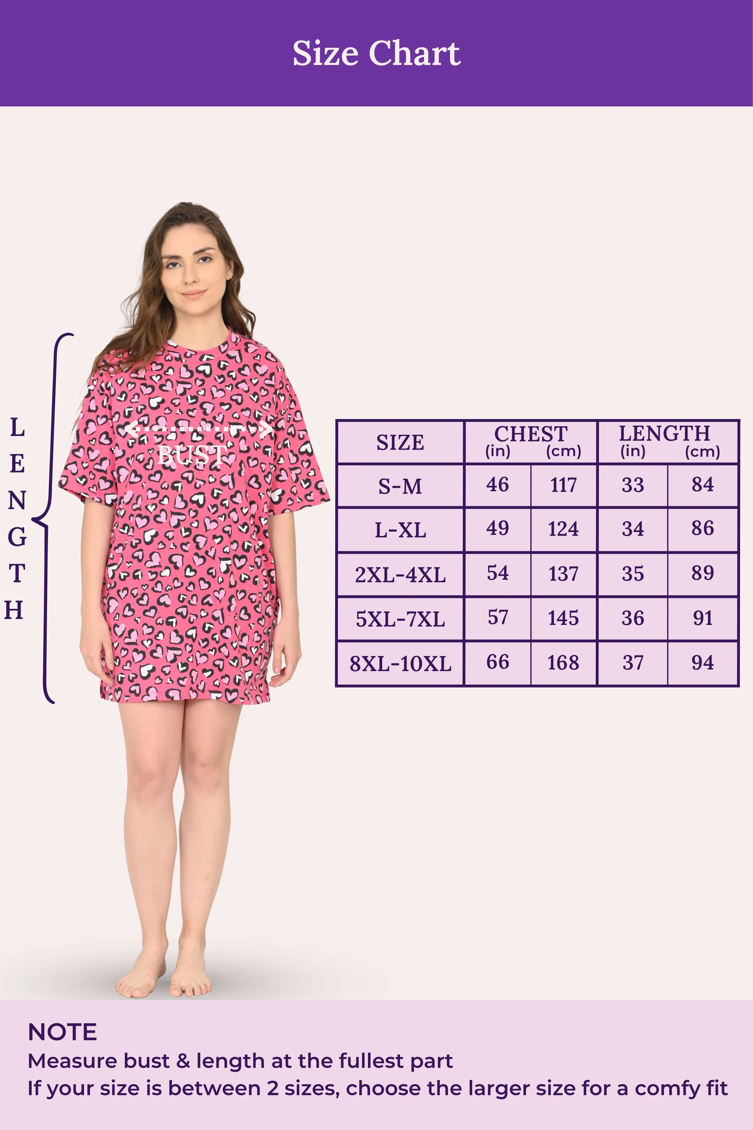 Oversized Night-Tee | Closed Neck | Side Slit For Easy Movement | Roomy For Comfort | Above Knee | With 2 Pockets - Image 3