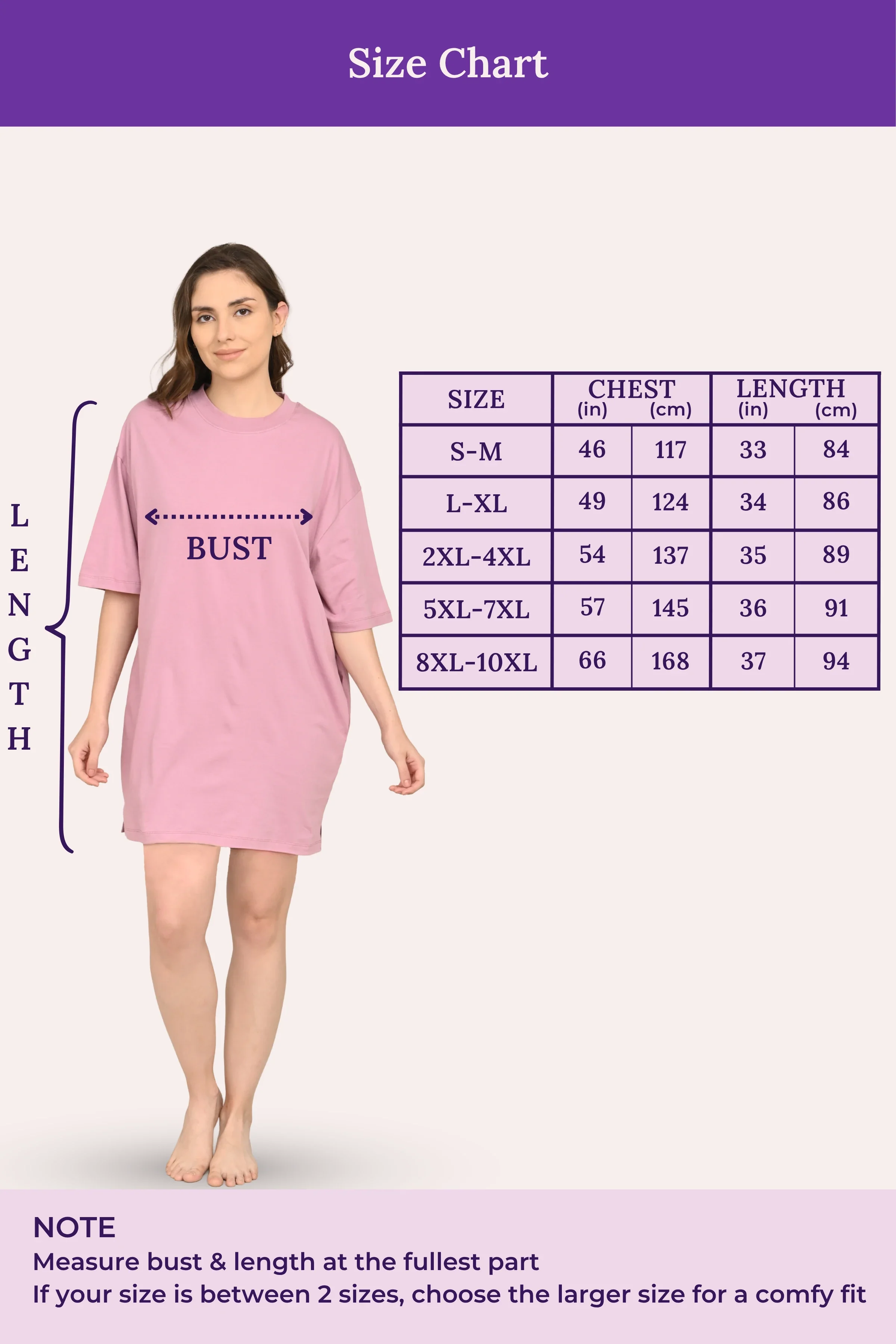 Oversized Night-Tee | Closed Neck | Side Slit For Easy Movement | Roomy For Comfort | Above Knee | With 2 Pockets - Image 3