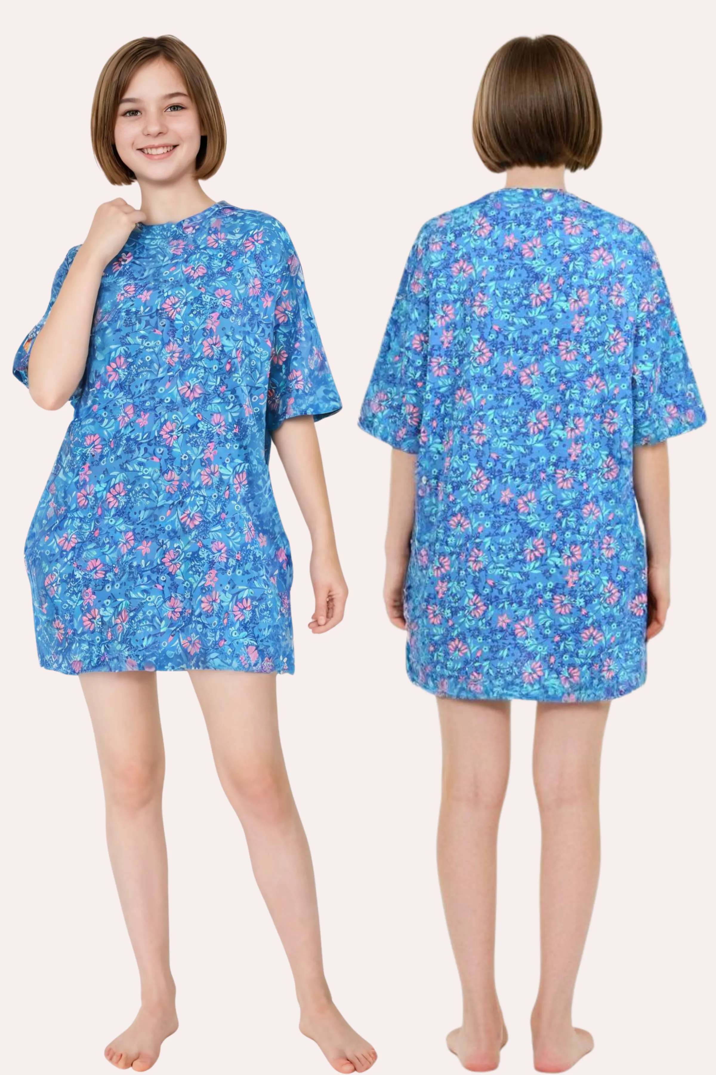 Oversized Cotton Night-Tee For Teen | Soft, Roomy & Above-Knee | With Pockets & Side Slit For Easy Movement - Image 7