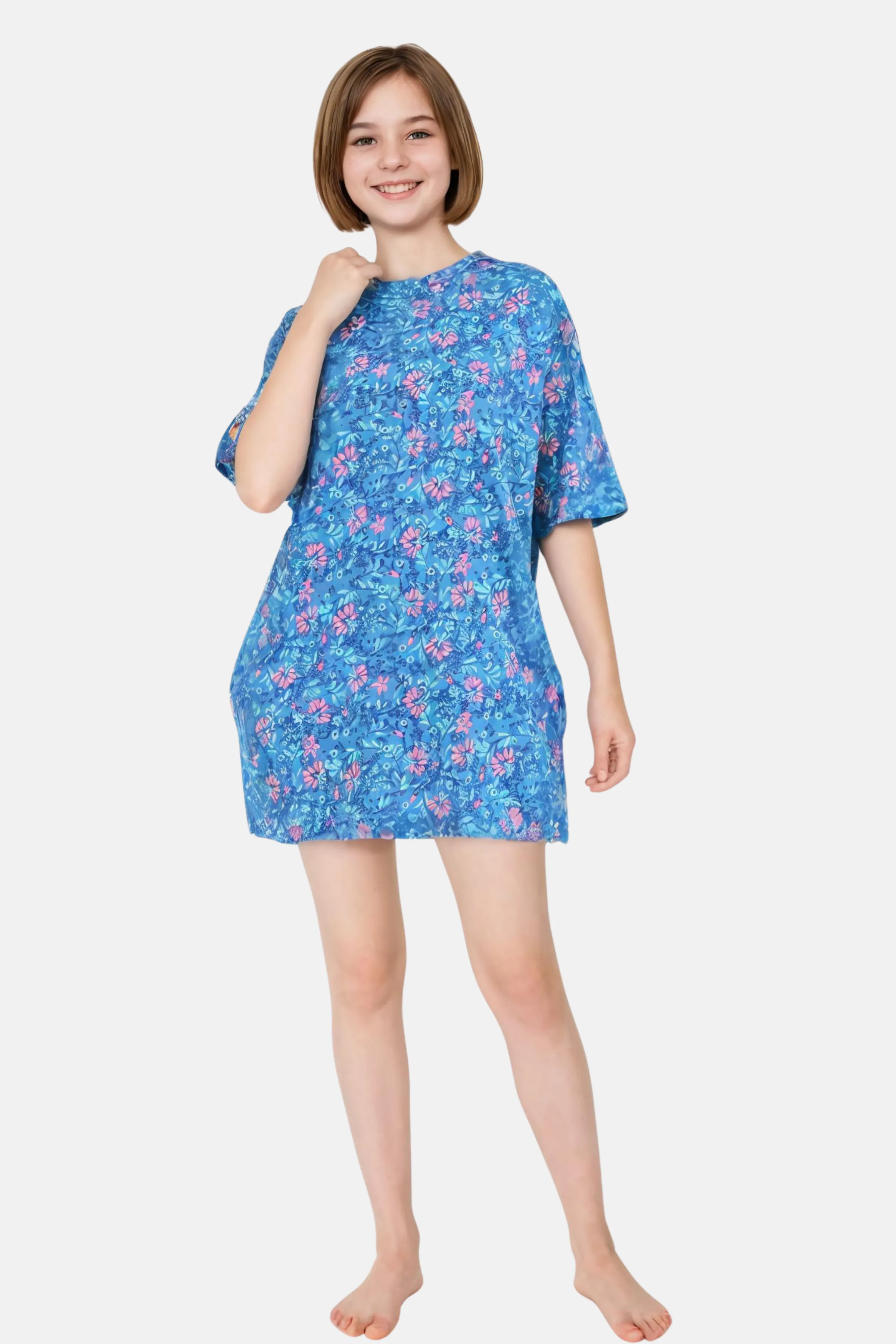 Oversized Cotton Night-Tee For Teen | Soft, Roomy & Above-Knee | With Pockets & Side Slit For Easy Movement - Image 8