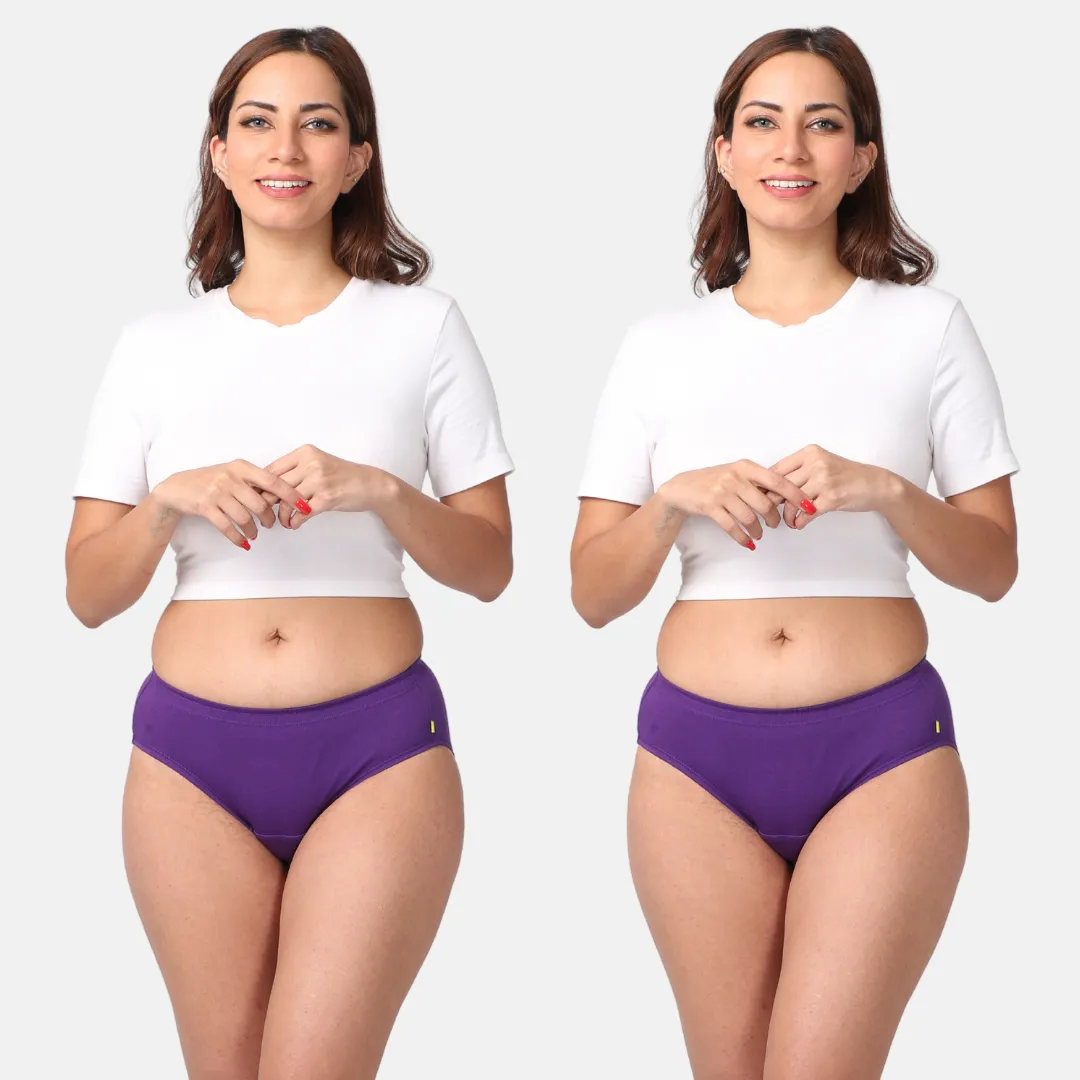 Incontinence Panties | Mid Waist | Leakproof Crotch | Holds Leaks Up To 25ml | Full Hip & Back Coverage | Pack Of 2