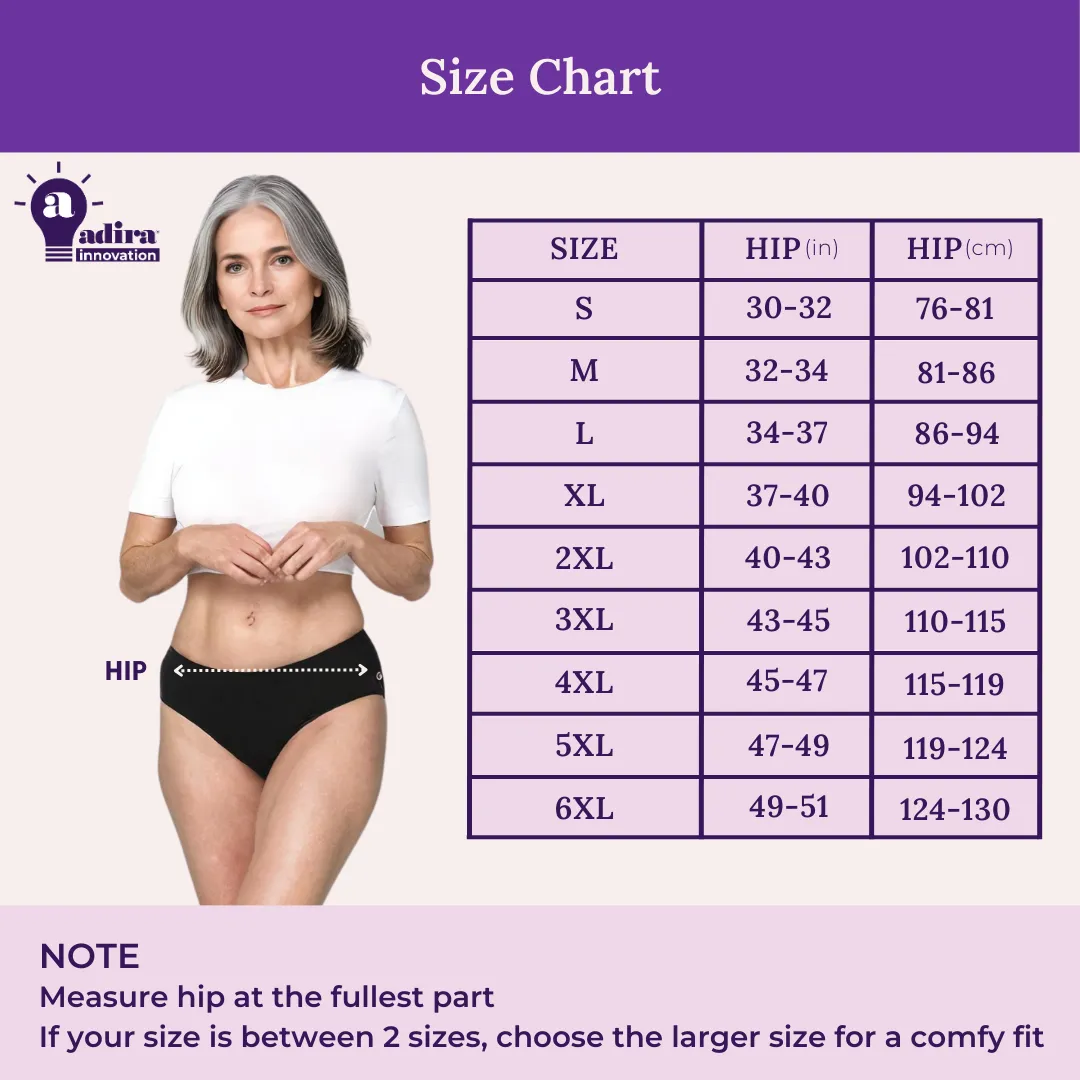 Incontinence Panties | Mid Waist | Leakproof Crotch | Holds Leaks Up To 25ml | Full Hip & Back Coverage | Pack Of 2 - Image 3