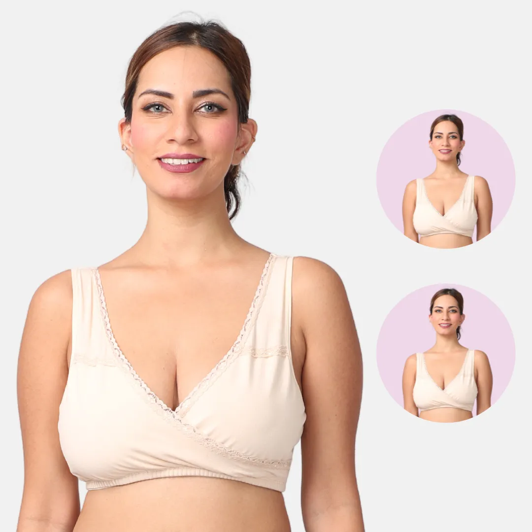 Leakproof Nursing Bra | Baby-Safe Design | Pull-Over Neckline | Non Padded & Non Wired | Ideal For Nights & Lounging| 2-Pack - Image 10