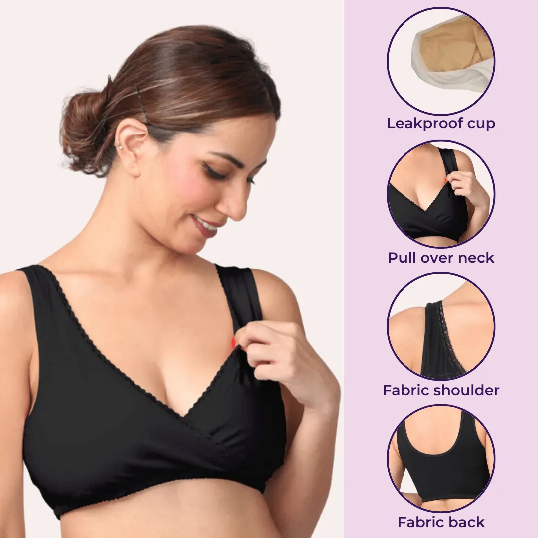 Leakproof Nursing Bra | Baby-Safe Design | Pull-Over Neckline | Non Padded & Non Wired | Ideal For Nights & Lounging| 2-Pack - Image 2