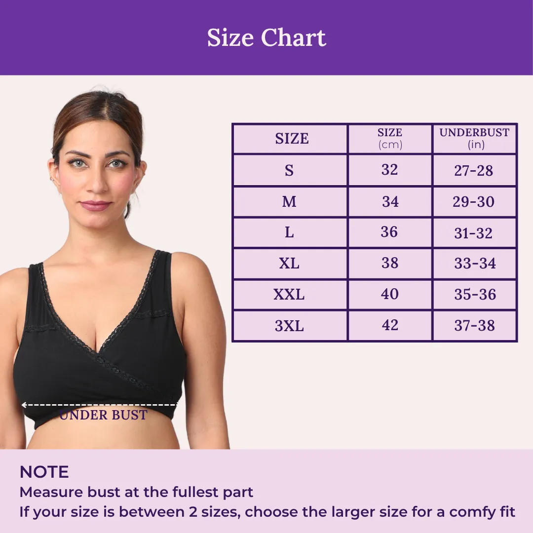 Leakproof Nursing Bra | Baby-Safe Design | Pull-Over Neckline | Non Padded & Non Wired | Ideal For Nights & Lounging| 2-Pack - Image 3