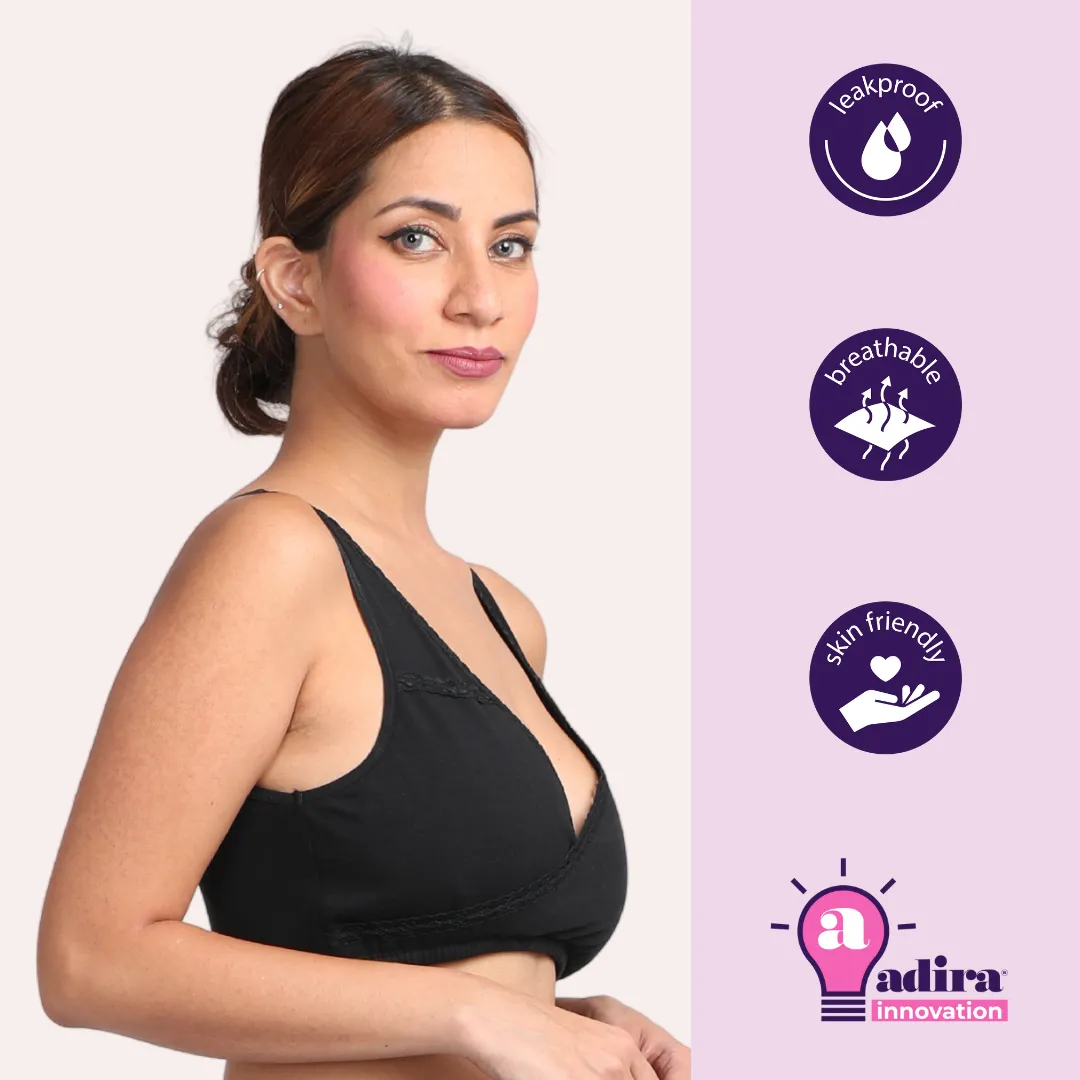 Leakproof Nursing Bra | Baby-Safe Design | Pull-Over Neckline | Non Padded & Non Wired | Ideal For Nights & Lounging| 2-Pack - Image 6