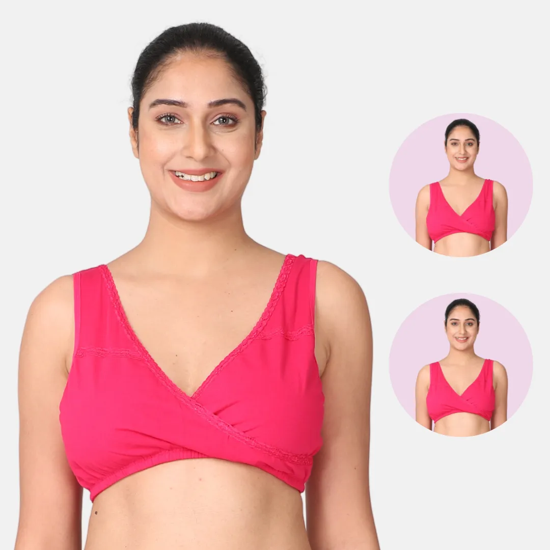 Leakproof Nursing Bra | Baby-Safe Design | Pull-Over Neckline | Non Padded & Non Wired | Ideal For Nights & Lounging| 2-Pack - Image 8