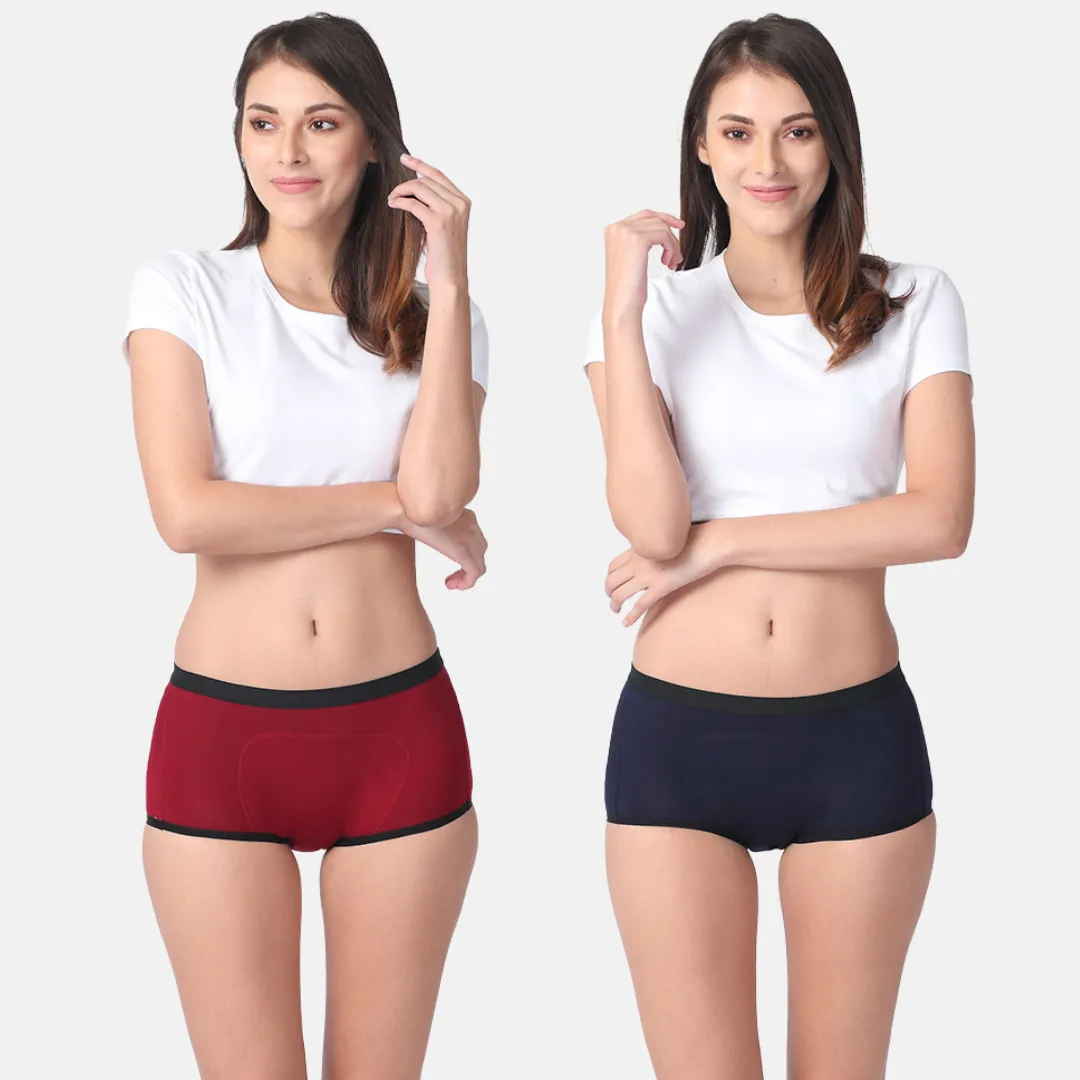 Modal Period Panty For Heavy Flow | Boxer Fit | Prevents Front, Back & Inner Thigh Stains | 2 Pack - Image 14