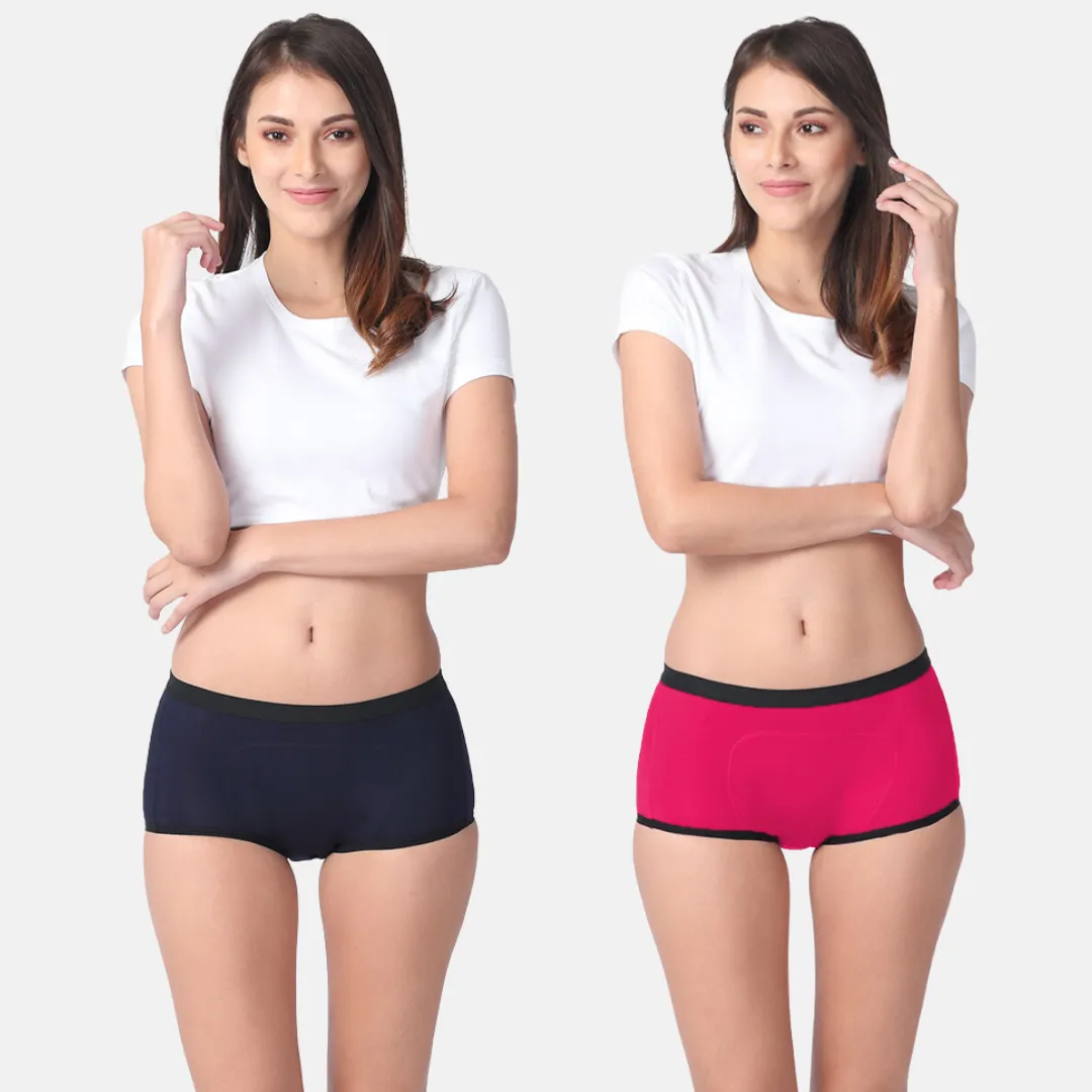 Modal Period Panty For Heavy Flow | Boxer Fit | Prevents Front, Back & Inner Thigh Stains | 2 Pack - Image 16