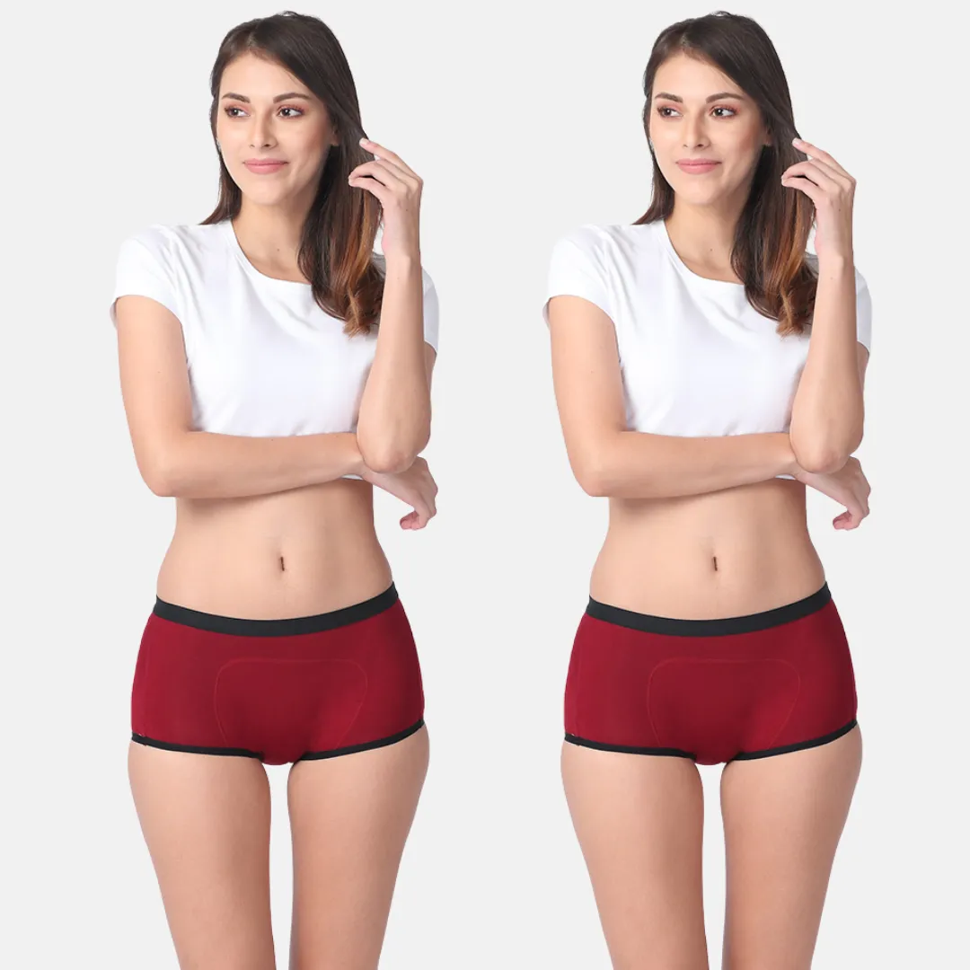 Modal Period Panty For Heavy Flow | Boxer Fit | Prevents Front, Back & Inner Thigh Stains | 2 Pack - Image 17