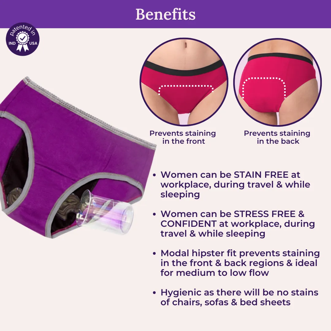 Modal Reusable Period Panties | Hipster Fit | Prevents Front & Back Stains | 2 Pack - Image 4