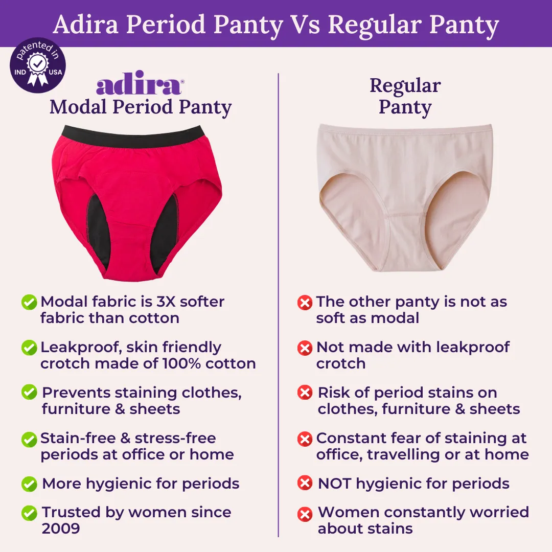 Modal Reusable Period Panties | Hipster Fit | Prevents Front & Back Stains | 2 Pack - Image 5