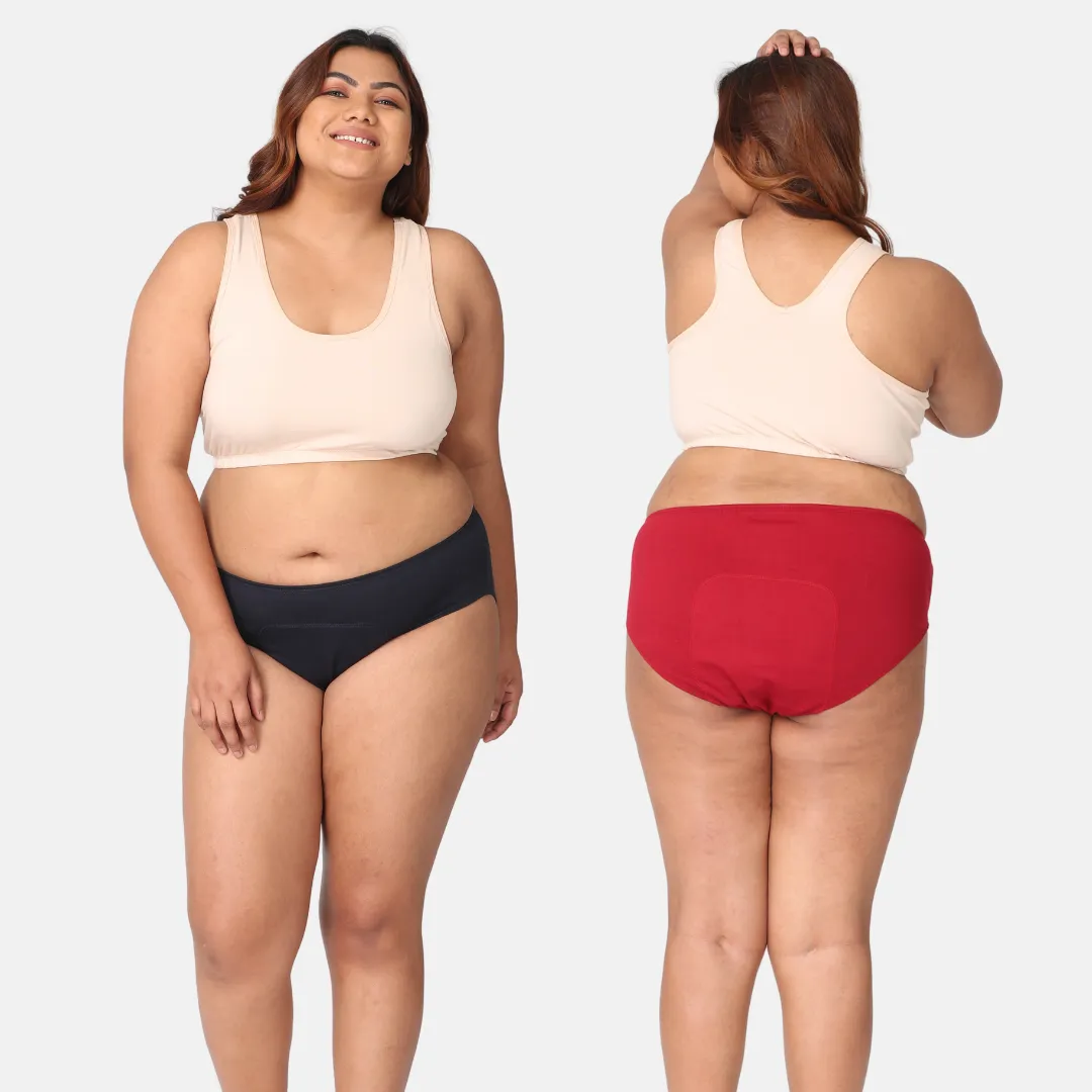 Curvy Women Period Panties For Stain Free Period | Hipster Fit | Leak Proof | Use with Pad For Hygiene | Prevents Front & Back Stains | 2 Pack - Image 15