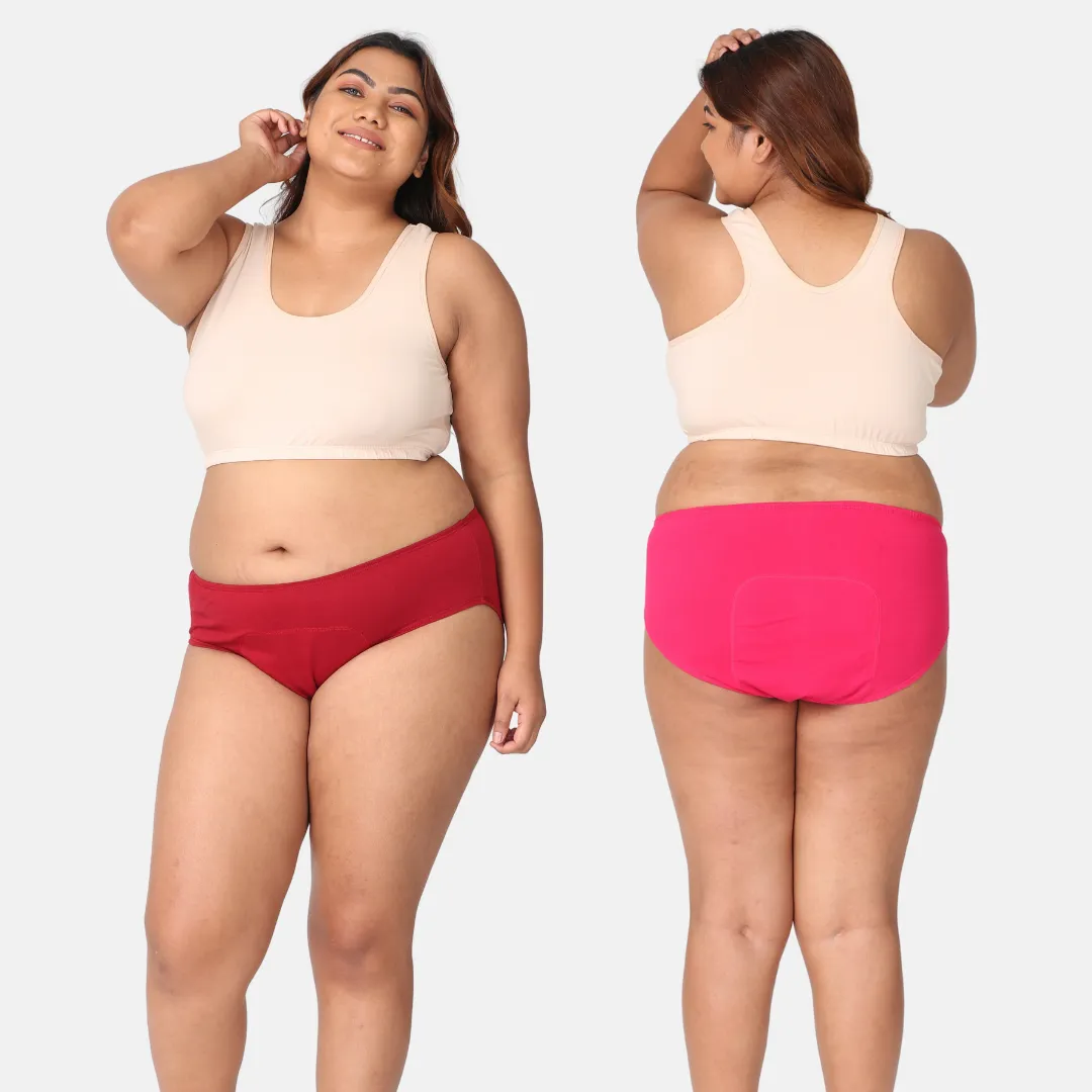 Curvy Women Period Panties For Stain Free Period | Hipster Fit | Leak Proof | Use with Pad For Hygiene | Prevents Front & Back Stains | 2 Pack - Image 20
