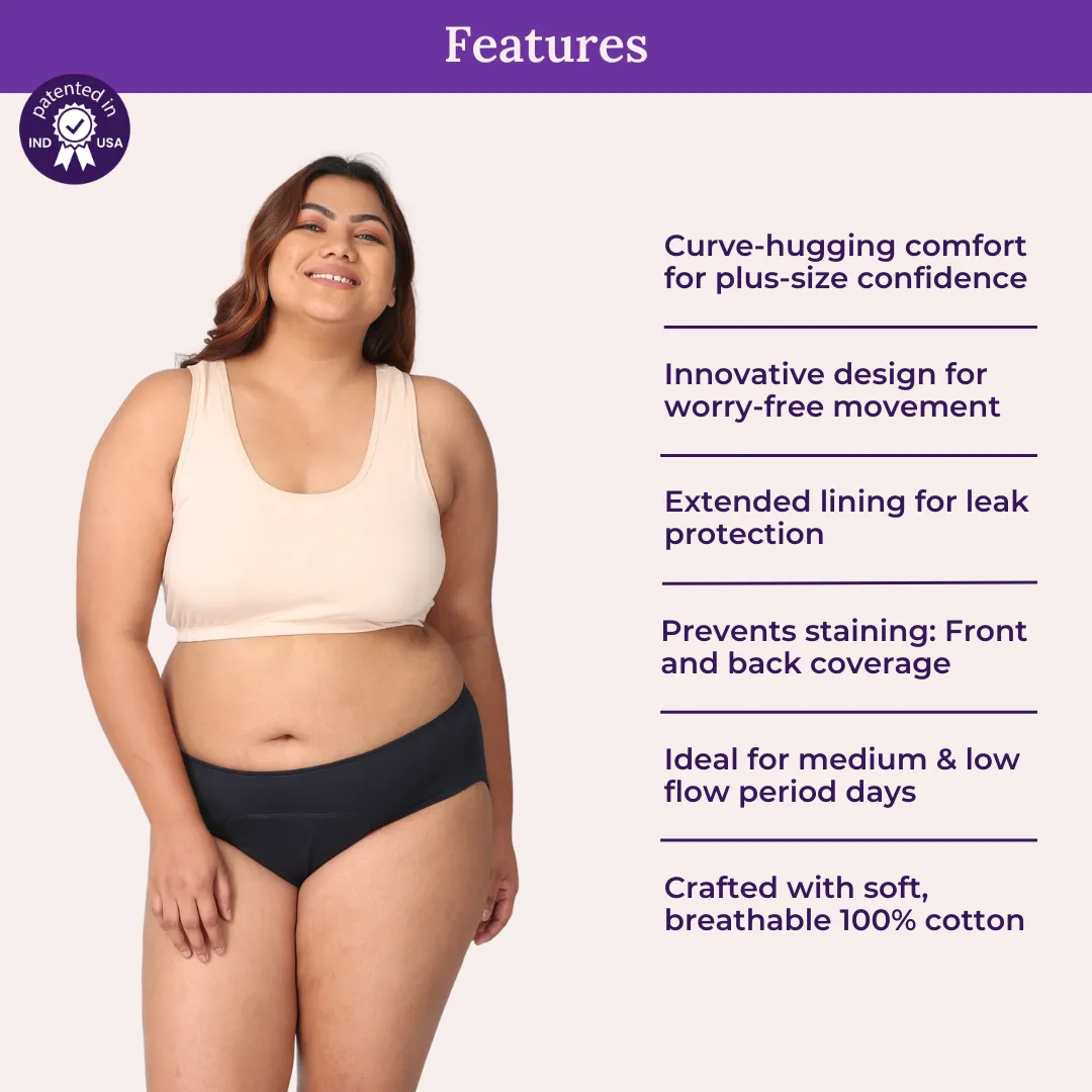 Curvy Women Period Panties For Stain Free Period | Hipster Fit | Leak Proof | Use with Pad For Hygiene | Prevents Front & Back Stains | 2 Pack - Image 4