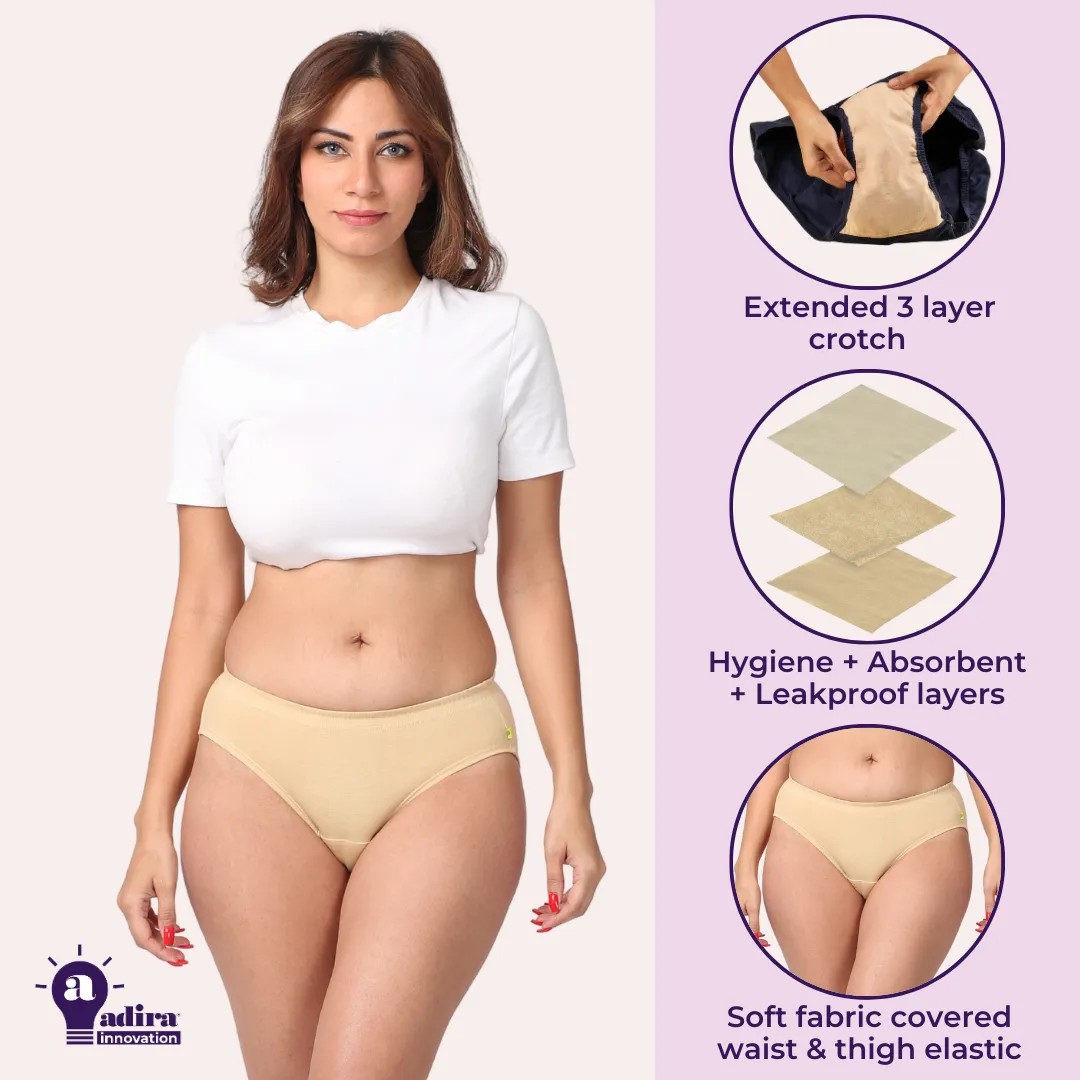 Incontinence Panties | Mid Waist | Leakproof Crotch | Absorbs 25ml Of Leaks | Reusable & Washable | Pack Of 3 - Image 2