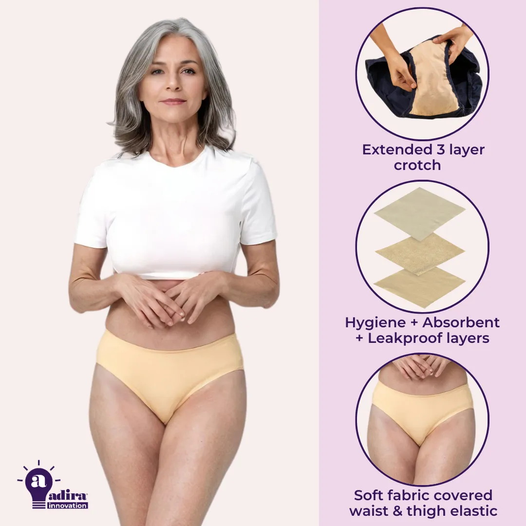 Incontinence Panties | Mid Waist | Leakproof Crotch | Absorbs 25ml Of Leaks | Reusable & Washable | Pack Of 3 - Image 2