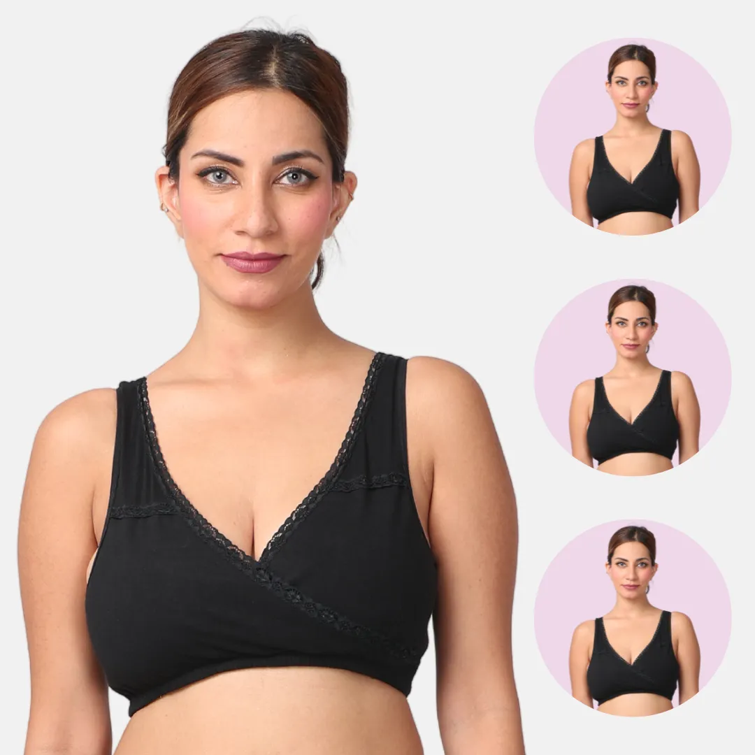 Leakproof Nursing Bra | Baby-Safe Design | Pull-Over Neckline | Non Padded & Non Wired | Ideal For Nights & Lounging | 3-Pack - Image 13