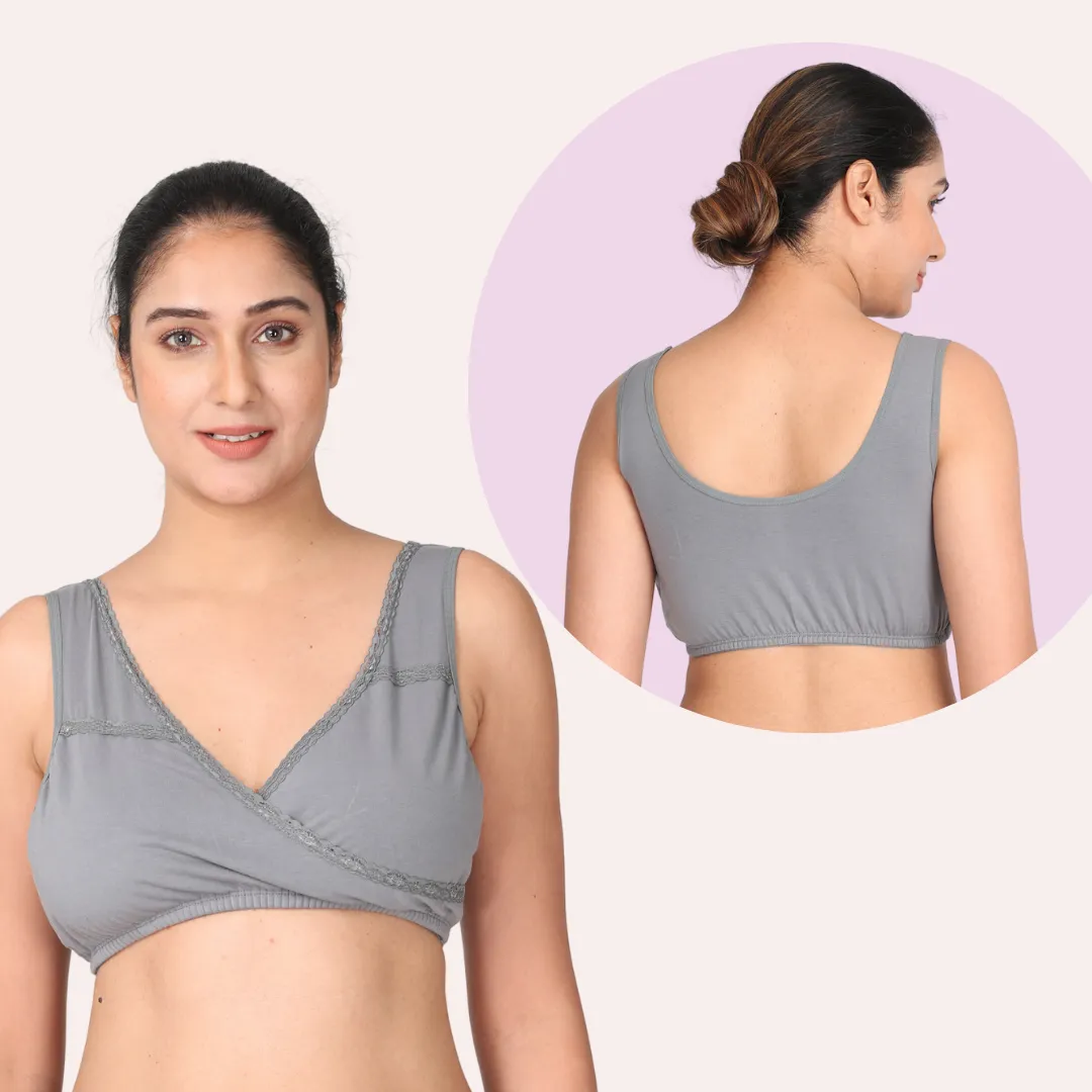 Leakproof Nursing Bra | Baby-Safe Design | Pull-Over Neckline | Non Padded & Non Wired | Ideal For Nights & Lounging | 3-Pack - Image 4