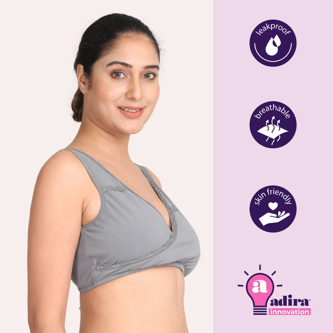 Leakproof Nursing Bra | Baby-Safe Design | Pull-Over Neckline | Non Padded & Non Wired | Ideal For Nights & Lounging | 3-Pack - Image 5