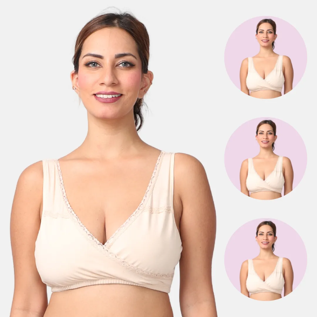 Leakproof Nursing Bra | Baby-Safe Design | Pull-Over Neckline | Non Padded & Non Wired | Ideal For Nights & Lounging | 3-Pack - Image 7