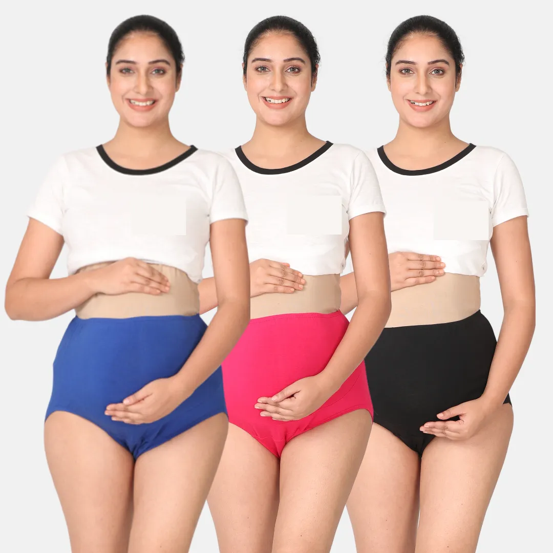 Maternity Belly Panel Panty | High Waist Full Coverage | Full Belly Support | Assorted | Recommended For 3rd Trimester | Pack Of 3 - Image 9